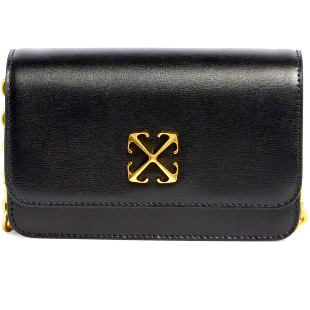Off-White (BRAND NEW WITH TAGS + DUSTBAG) Jitney wallet on chain in Black.
